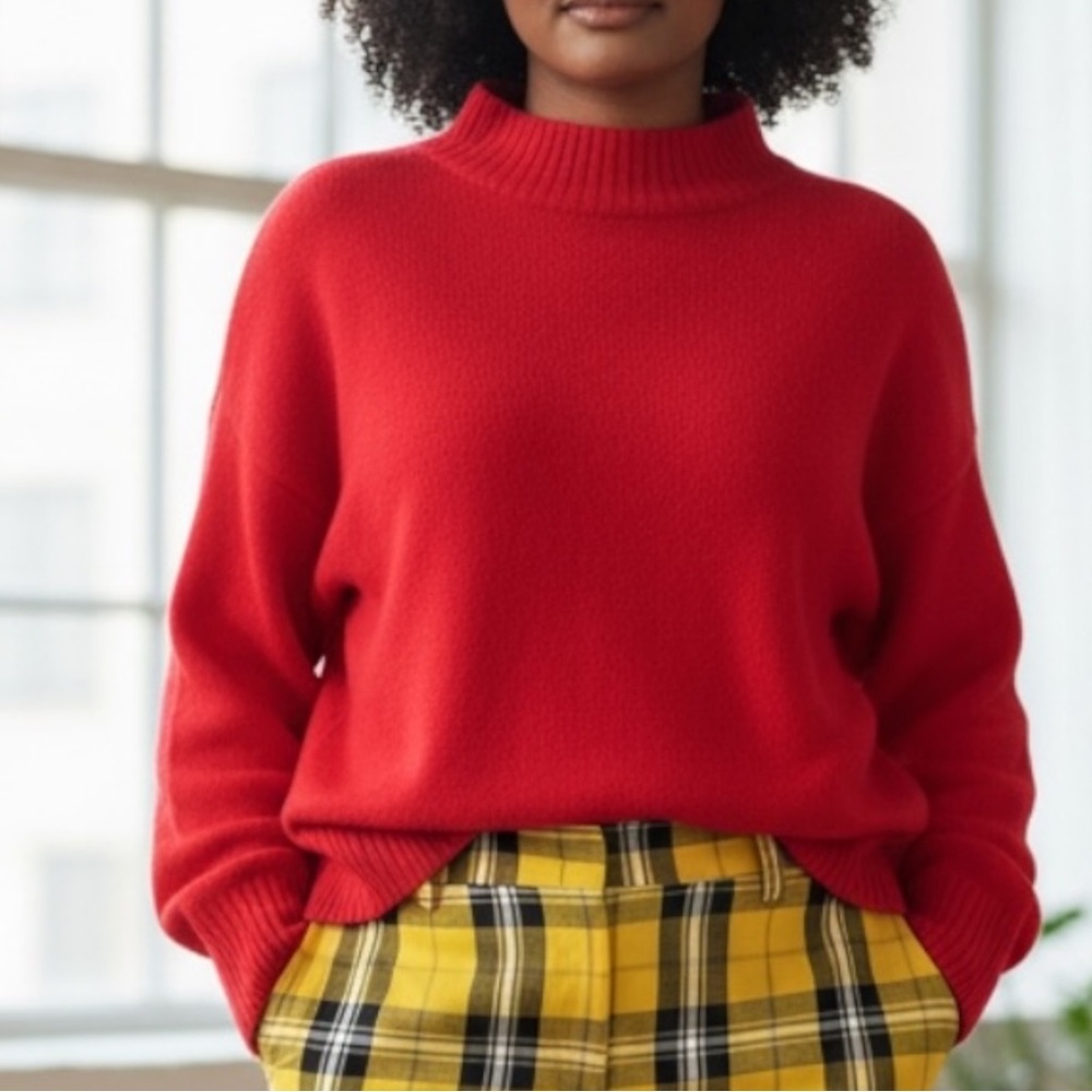 Madewell Inland Turtleneck Sweater in Coziest Yarn Wool/Alpaca Blend Red SZ 2X